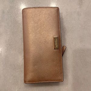 Rose Gold Leather Kate Spade Card Folio Wallet